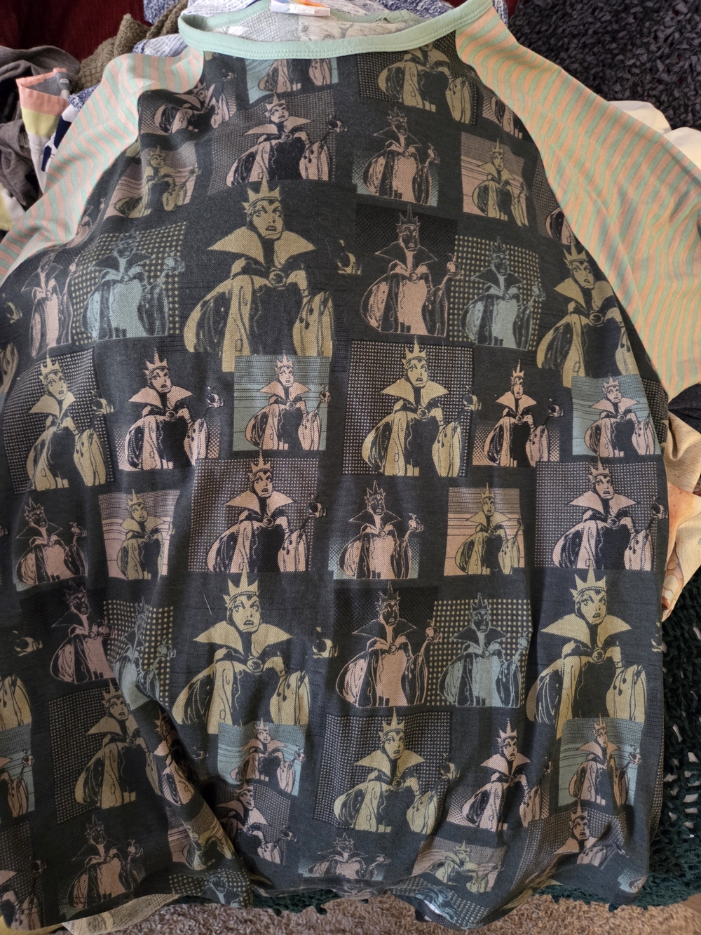 LuLaRoe Mint Green and Black Graphic Top